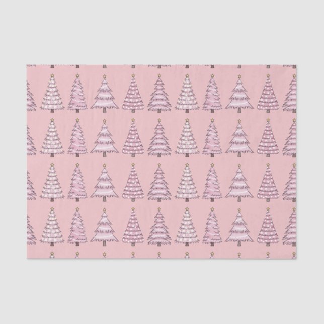 Pink Christmas Tree Tissue Paper (Front)