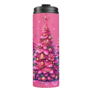 Pink Christmas Tree Trendy Preppy Aesthetic Thermal Tumbler