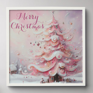 Pink Christmas Tree Whimsycore Cottagecore Peel And Stick Photo Tile