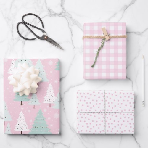 Pink Christmas Tree  Wrapping Paper Sheets