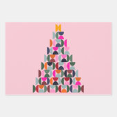 Pink Christmas Tree Wrapping Paper Sheets (Front 3)