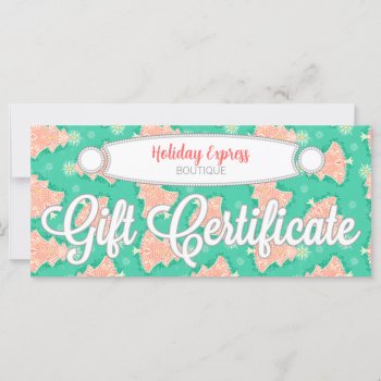 Pink Christmas Trees - Custom Gift Certificate by creativetaylor at Zazzle