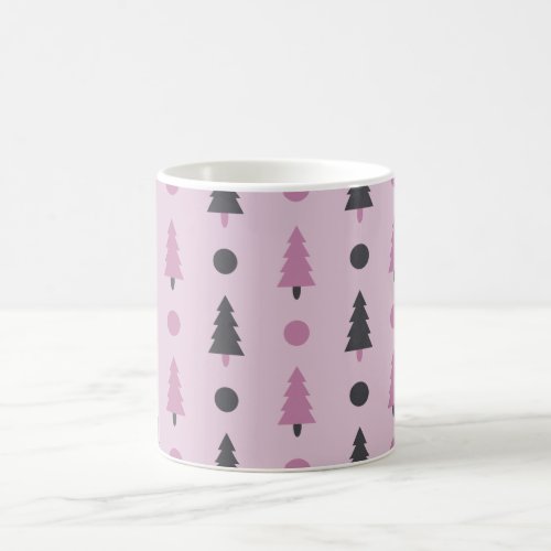 Pink Christmas Trees Design Coffee Mug