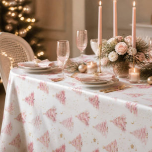 Pink Christmas Trees Tablecloth