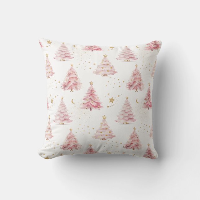 Pink Christmas Trees  Throw Pillow (Front)
