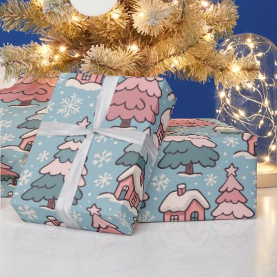 Pink Christmas Trees  Wrapping Paper