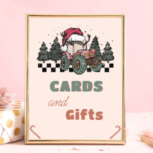 Pink Christmas Truck Birthday Cards and Gifts Sign
