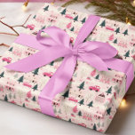 Pink Christmas Vintage Town Wrapping Paper<br><div class="desc">This design may be personalized in the area provided by changing the photo and/or text. Or it can be customized by choosing the click to customize further option and delete or change the color of the background, add text, change the text color or style, or delete the text for an...</div>