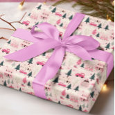 Rose Gold Metallic Look Christmas Trees Wrapping Paper