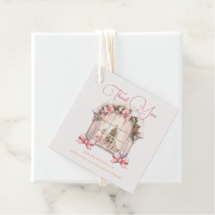 Pink Christmas Window Baby Shower Watercolor  Favor Tags