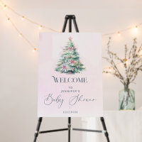 Pink Christmas winter girl baby shower welcome