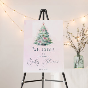 Pink Christmas winter girl baby shower welcome Foam Board