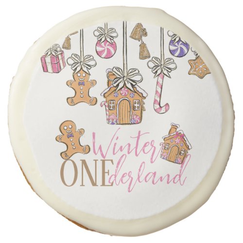 Pink christmas winter onederland Sugar Cookies