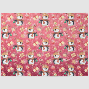 Pink Christmas Winter Penguins Snowflakes for Kids Tissue Paper