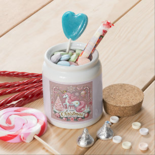 Pink Christmas Wonderland Unicorn Candy Jar