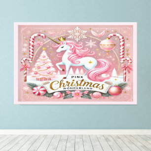 Pink Christmas Wonderland Unicorn  Canvas Print