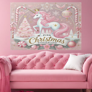 Pink Christmas Wonderland Unicorn  Gallery Wrap