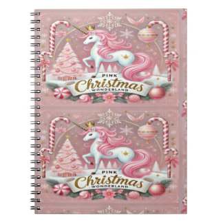 Pink Christmas Wonderland Unicorn Notebook