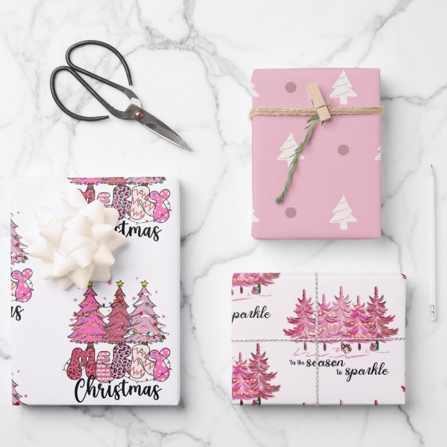 Pink Christmas Wrapping Paper (Front)