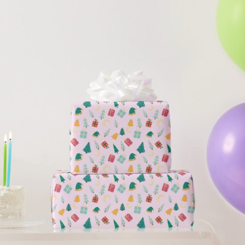pink christmas wrapping paper 