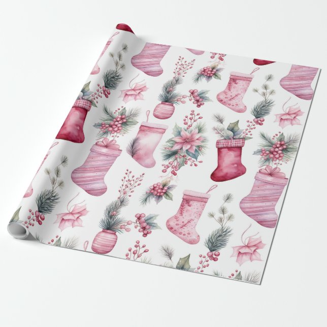Pink Christmas  Wrapping Paper (Unrolled)