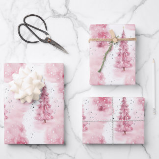 Pink Christmas wrapping paper for gifts