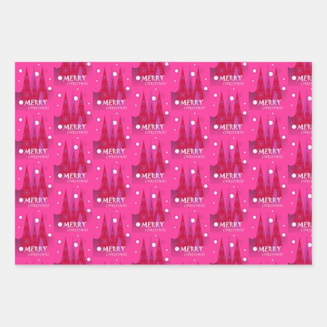 Pink Christmas Wrapping Paper Sheets (Front)