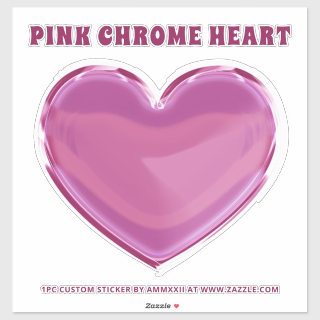 Pink Chrome Heart Sticker (Sheet)