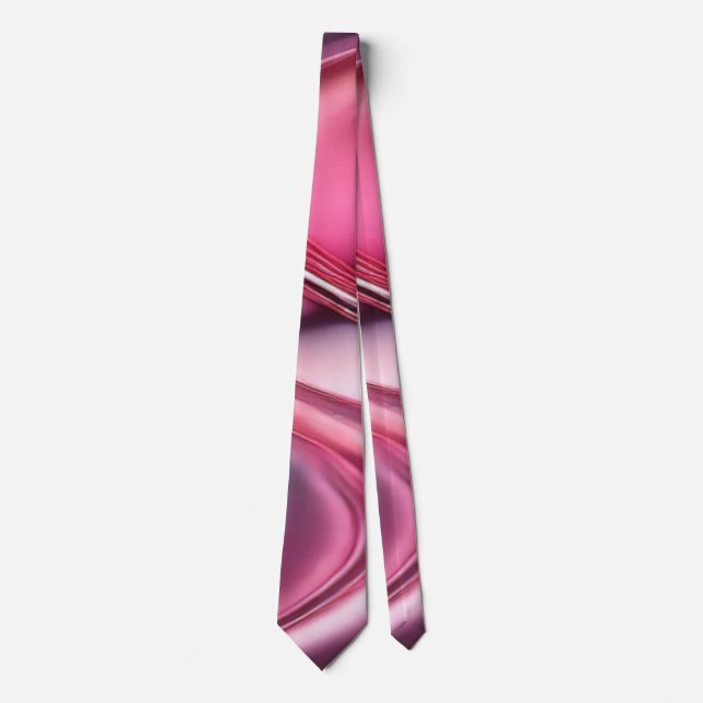 pink chrome purple flowing waves neck tie (Front)