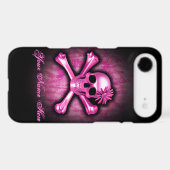 Pink Chrome Skull and Crossbones iPhone 4 Case (Back (Horizontal))