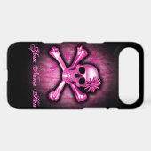 Pink Chrome Skull and Crossbones iPhone 4 Case (Back (Horizontal))