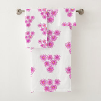 Pink Chrysantemums Mums Patterns of 6 Towel Set