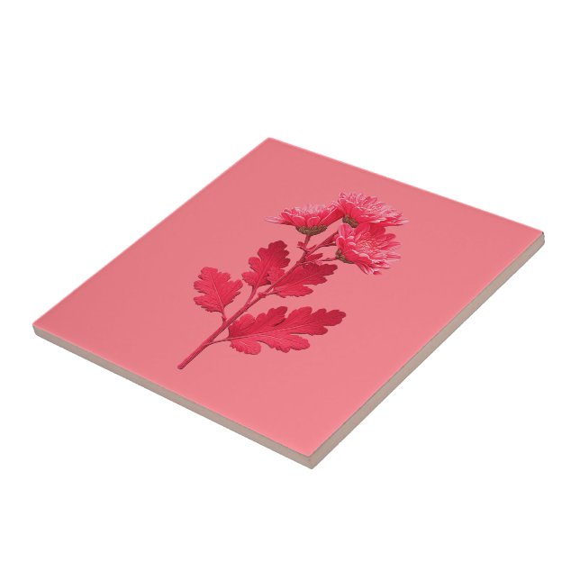 Pink Chrysanthemum  Ceramic Tile (Side)