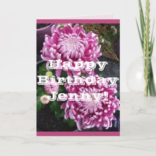 Pink Chrysanthemum flowers floral Birthday Card