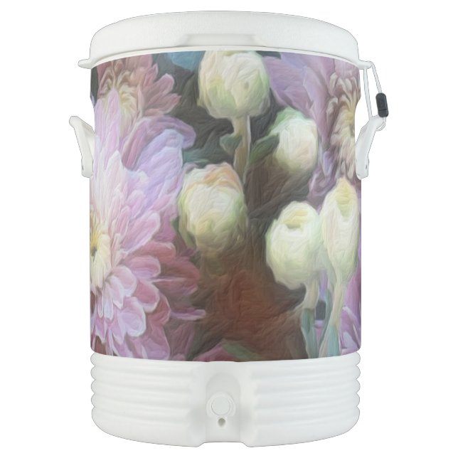 Pink Chrysanthemum Flowers In Autumn Beverage Cooler (Front)