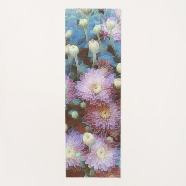 Pink Chrysanthemum Flowers In Autumn Yoga Mat (Front)