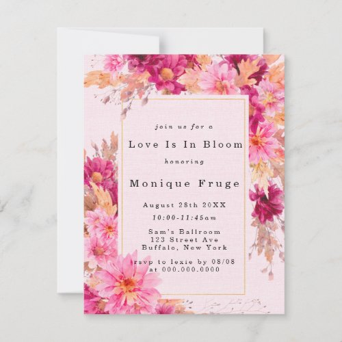 Pink Chrysanthemum Love Is In Bloom Bridal Shower Invitation