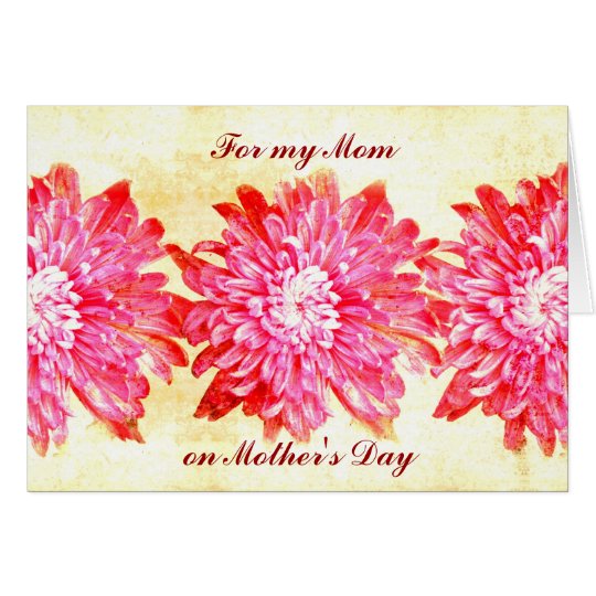 Pink chrysanthemum mother's day card Zazzle
