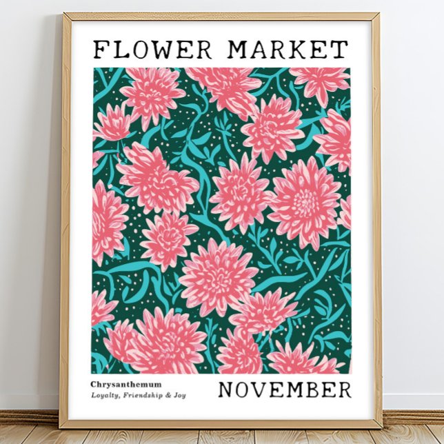 Pink Chrysanthemum November Birth Flower Market Poster (Creator Uploaded)