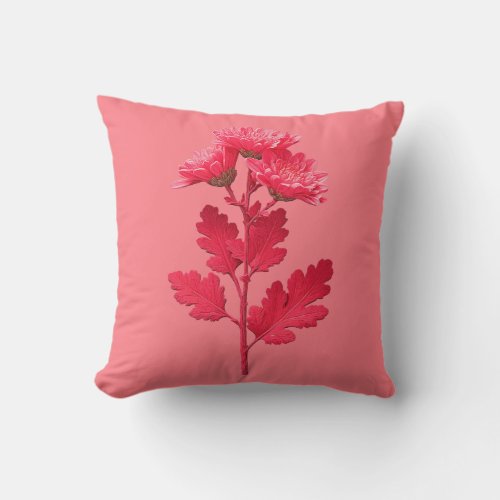 Pink Chrysanthemum Throw Pillow