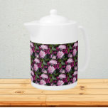 Pink Chrysanthemums Floral Pattern Teapot<br><div class="desc">White ceramic teapot with lid that features a photo image of beautiful,  pink Chrysanthemums,  commonly known as Mum flowers,  and printed in a repeating pattern. A lovely,  floral design!</div>