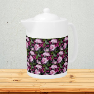 Pink Chrysanthemums Floral Pattern Teapot