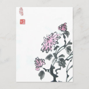 Pink Chrysanthemums Postcard