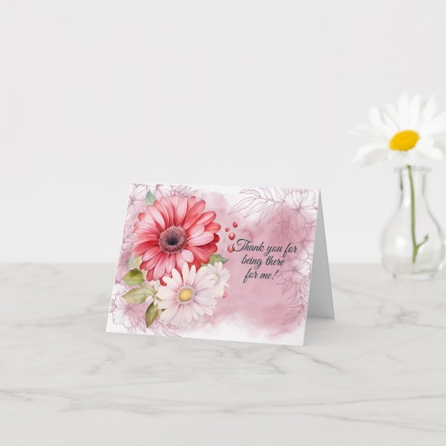 Pink Chrysthanemum Thank You For Being There Card (Small Plant)