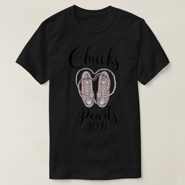 Pink Chucks Heart Shaped Pearls Valentine Chucks A T-Shirt (Design Front)