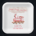 Pink Chugga Choo Choo Vintage Train Birthday Party Paper Plates<br><div class="desc">These are Pink Chugga Choo Choo Train Birthday Party Paper Plates!</div>