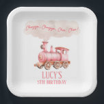 Pink Chugga Choo Choo Vintage Train Birthday Party Paper Plates<br><div class="desc">These are Pink Chugga Choo Choo Train Birthday Party Paper Plates!</div>