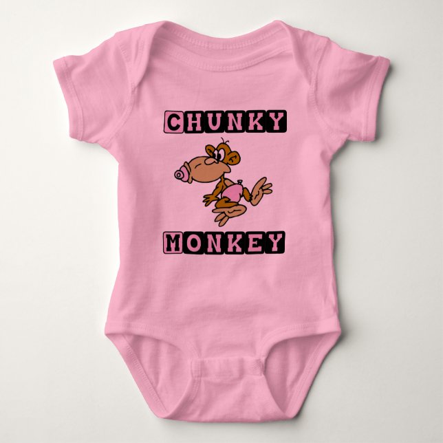 Pink Chunky Monkey Cute Baby One-Piece Baby Bodysuit (Front)