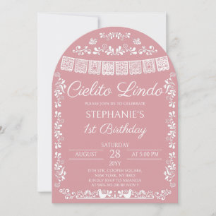 Pink Cielito Lindo 1st Birthday Arch Invitation