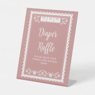 Pink Cielito Lindo Baby Shower Diaper Raffle Pedestal Sign